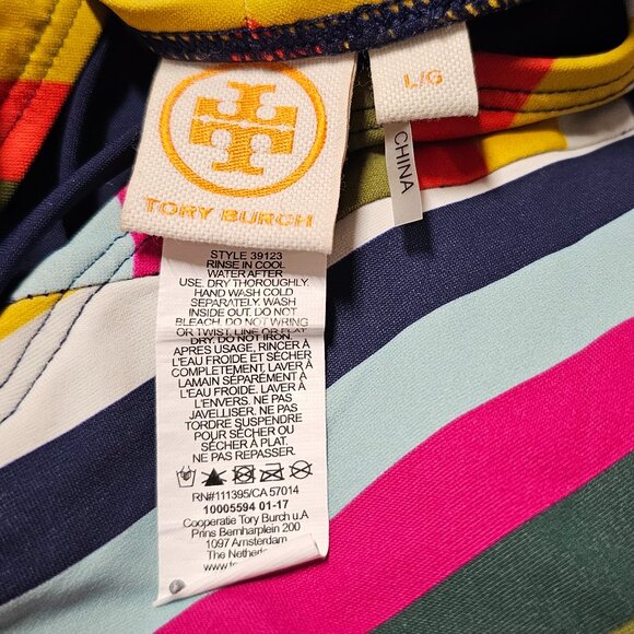 Tory Burch Striped Multicolor Swimsuit Women Size L - Picture 11 of 14